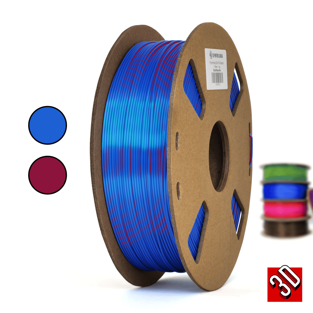 Bleu/Rose Rouge - Filament PLA Soie Bicolore Polychromatique - 1.75mm, 1 kg
