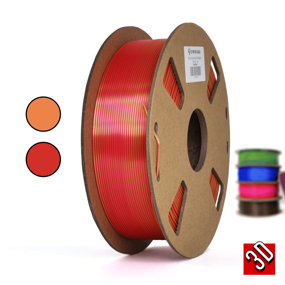 Or/Rouge - Filament PLA Soie Bicolore Polychromatique - 1.75mm, 1 kg