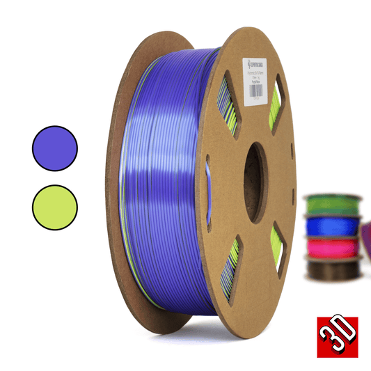 Violet/Jaune - Filament PLA de soie bicolore polychromatique - 1,75 mm, 1 kg