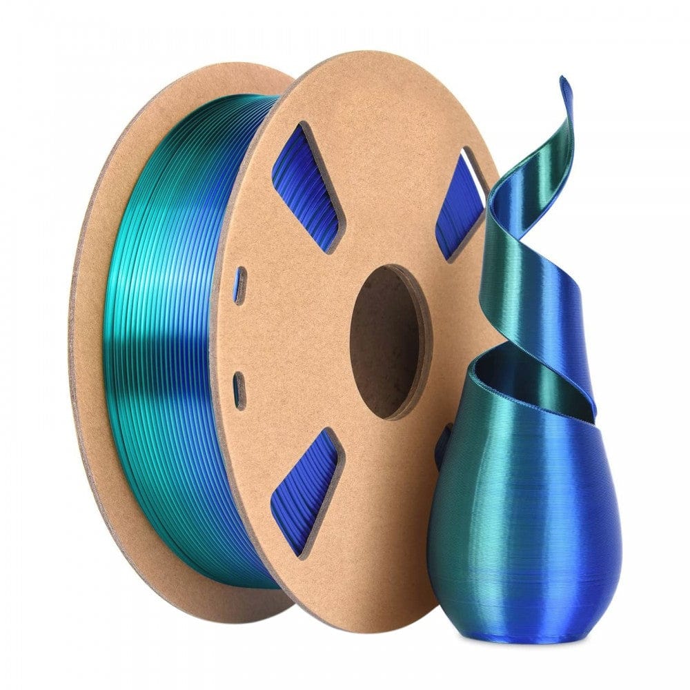 Bleu Foncé/Vert Foncé - Filament PLA Soie Bicolore Polychromatique - 1.75mm, 1 kg