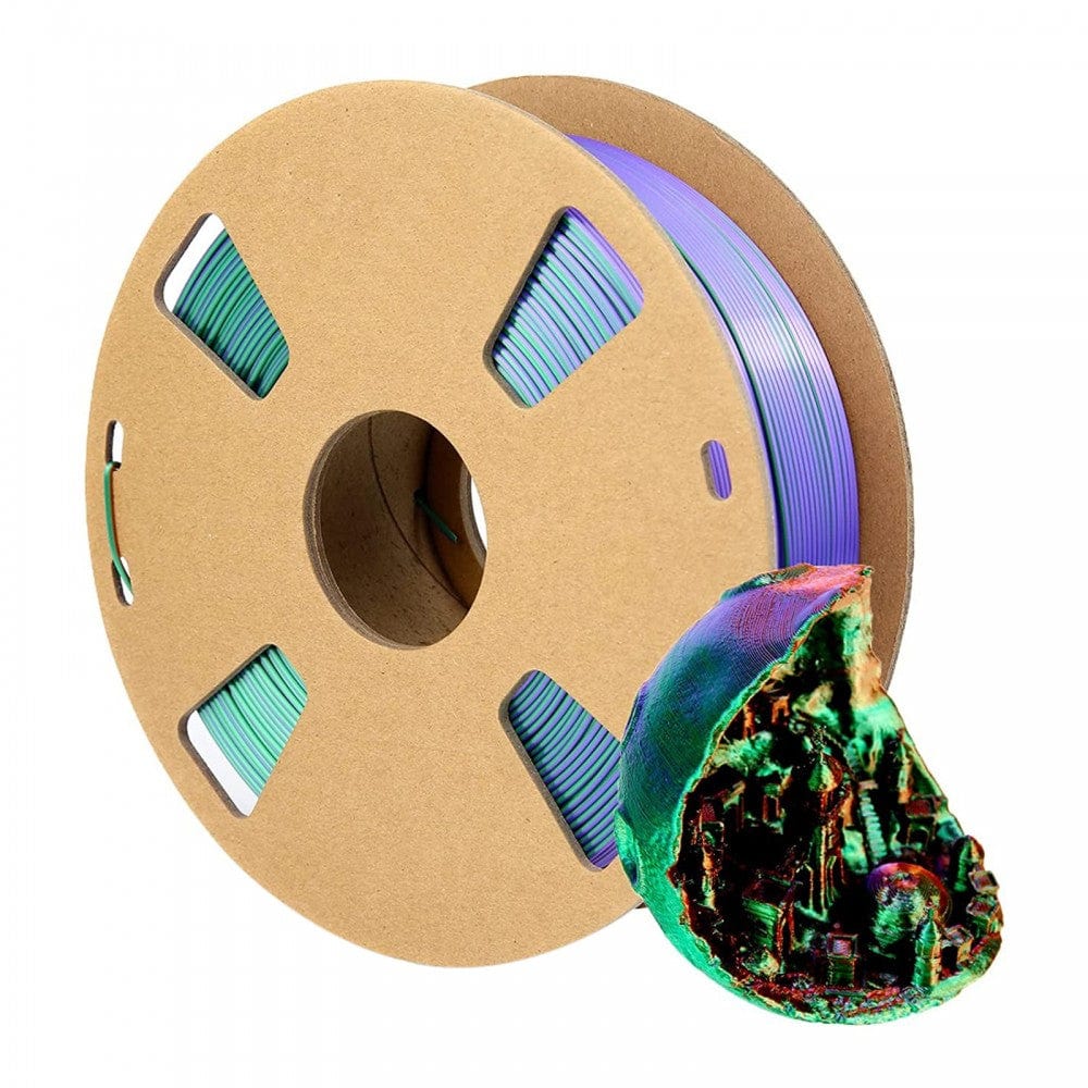 Green/Purple/Copper - Polychromatic Tri-Colour Silk PLA Filament - 1.75mm, 1 kg