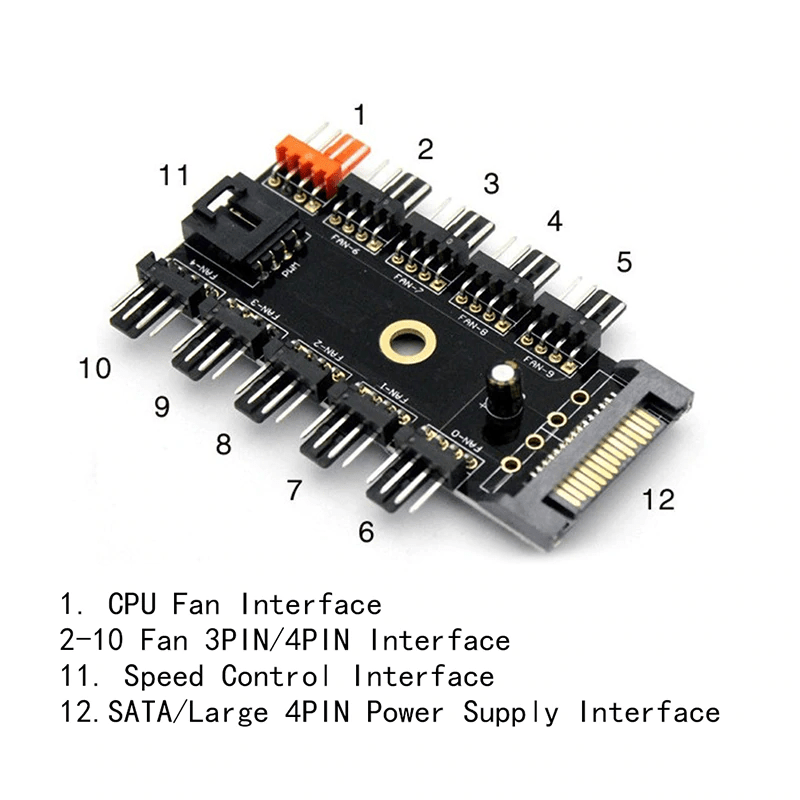 10 Port Fan Speed Controller with SATA Power