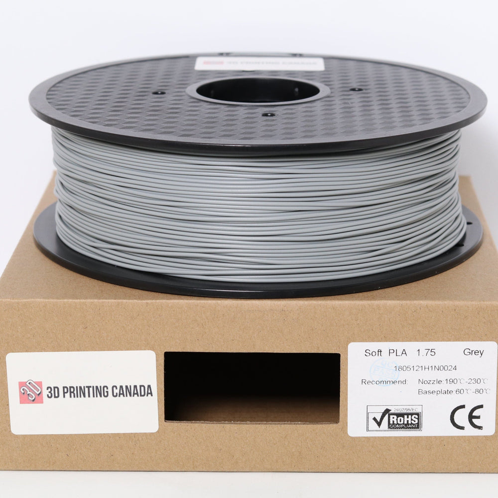 Grey - Standard Flexible PLA Filament - 1.75mm, 1kg