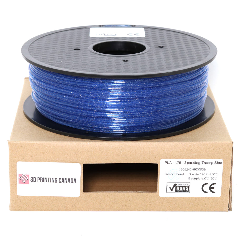 Bleu Transparent Étincelant - Filament PLA Standard - 1.75mm, 1kg 