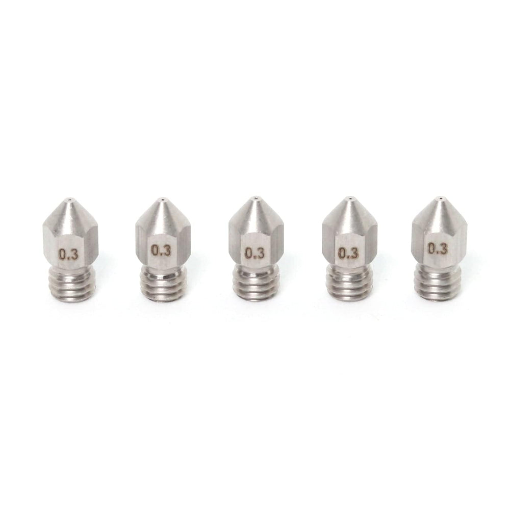 MK8 Stainless Steel Nozzle 1.75mm-0.3mm (5 Pack)