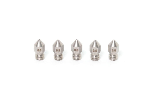 MK8 Stainless Steel Nozzle 1.75mm-0.6mm (5 Pack)