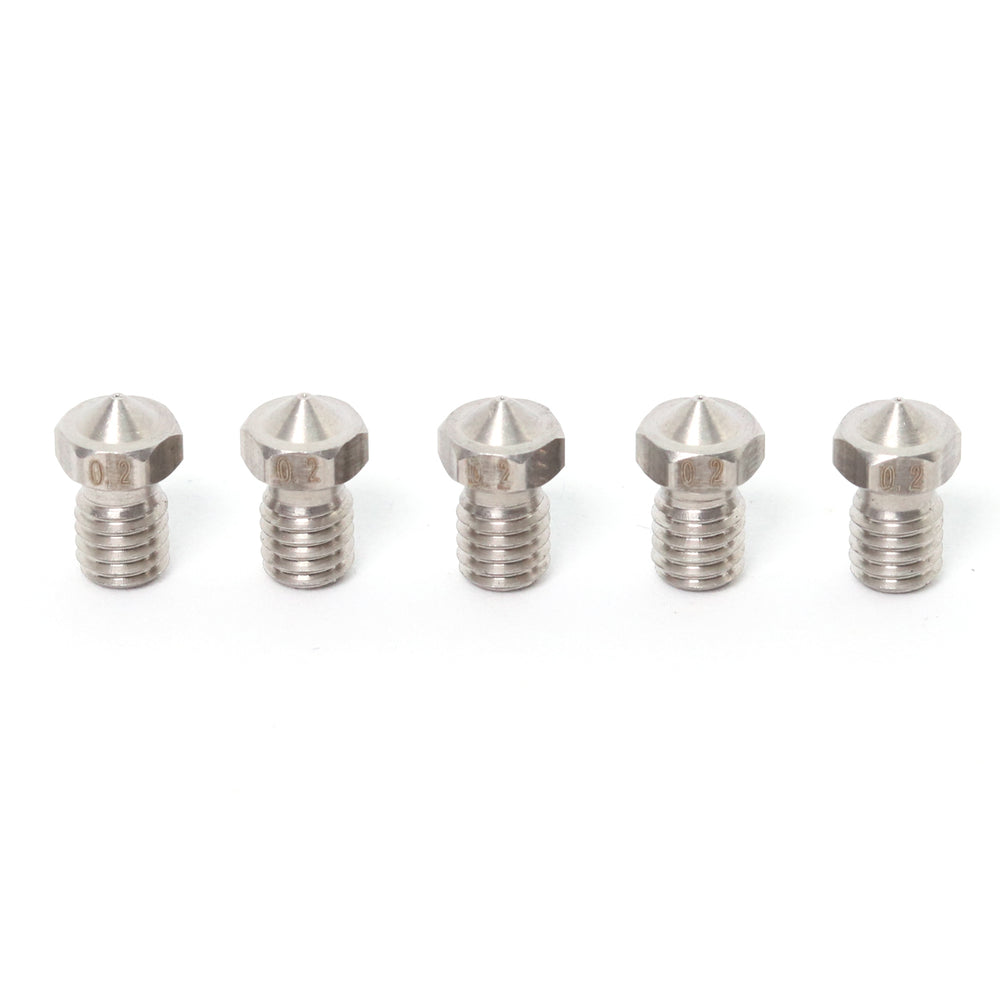V6 E3D Clone Stainless Steel Nozzle 1.75mm-0.2mm (5 Pack)