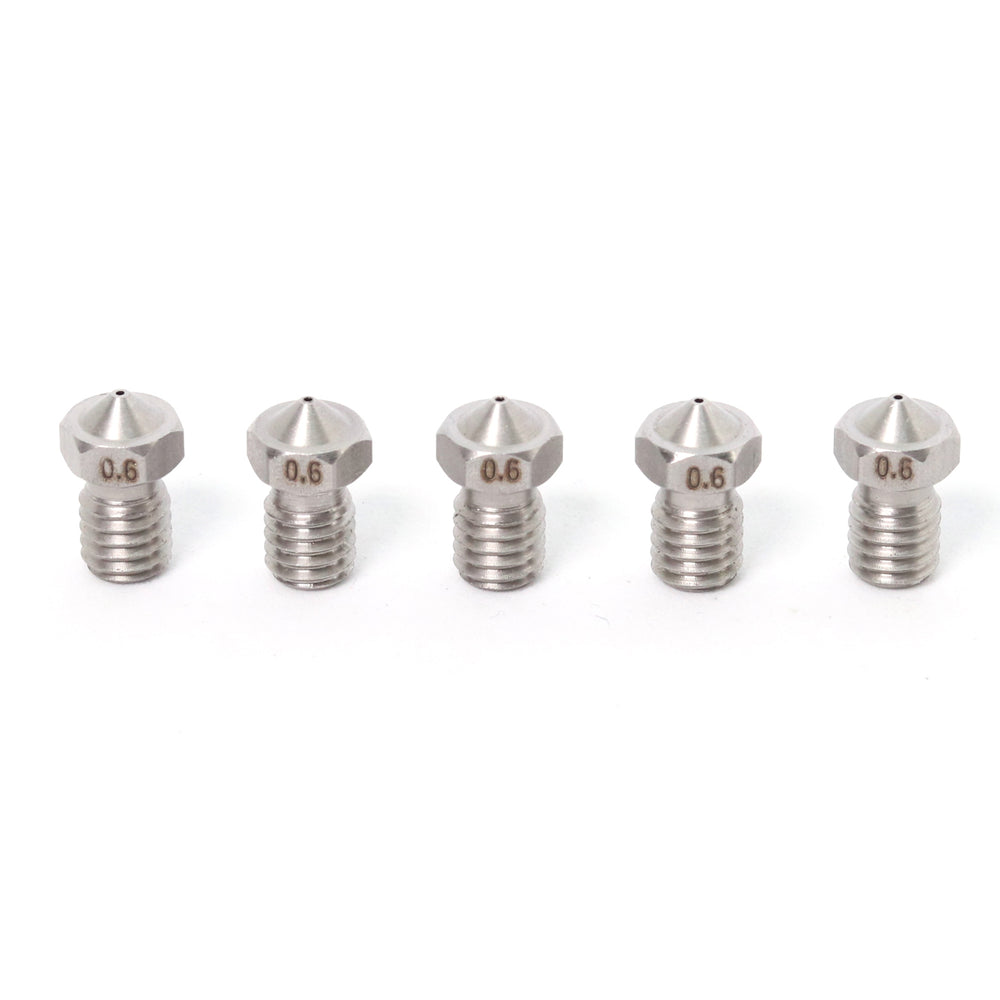 V6 E3D Clone Stainless Steel Nozzle 1.75mm-0.6mm (5 Pack)