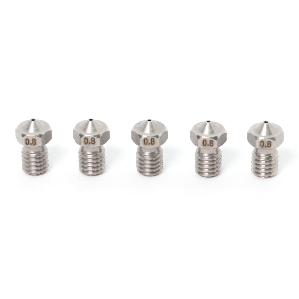 V6 E3D Clone Stainless Steel Nozzle 1.75mm-0.8mm (5 Pack)